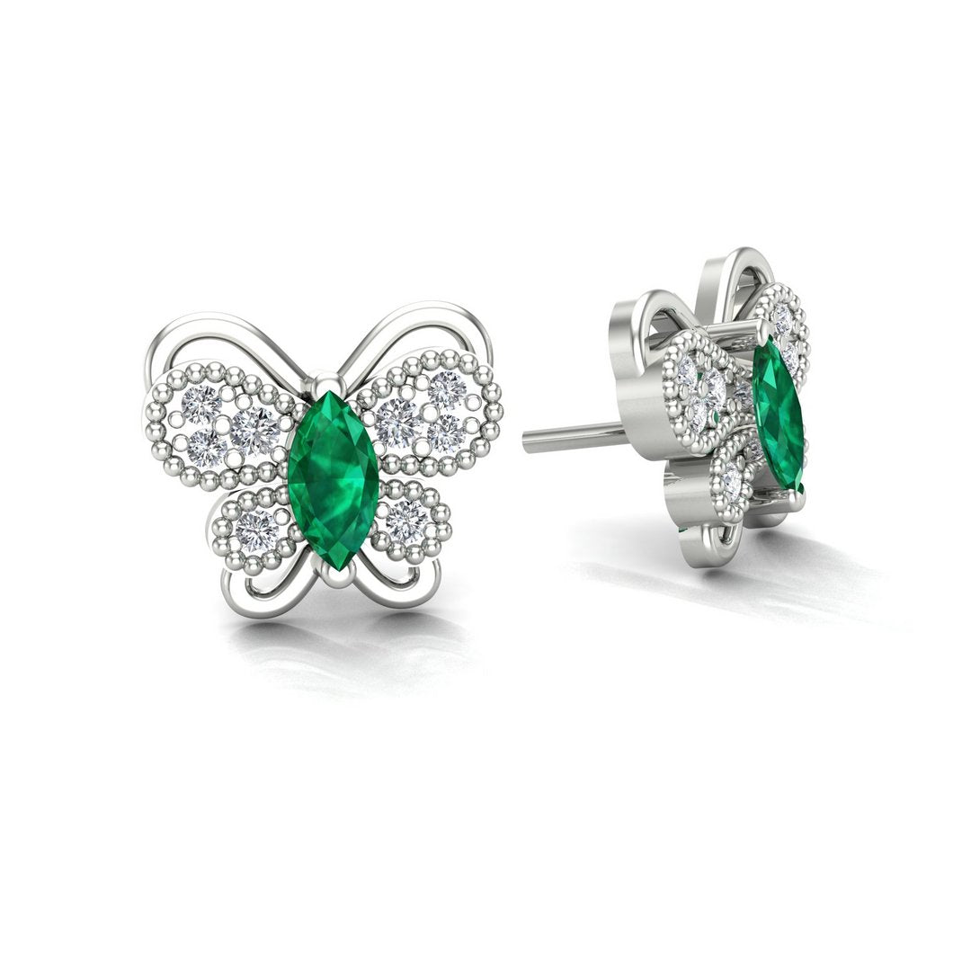 Majestic Butterfly Earrings - Green Zircon