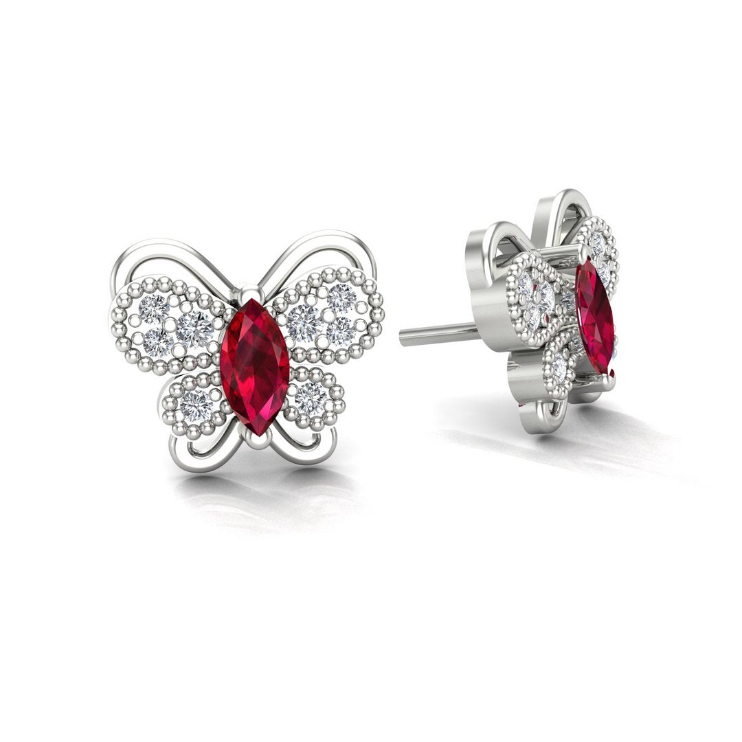 Majestic Butterfly Earrings - Red Zircon