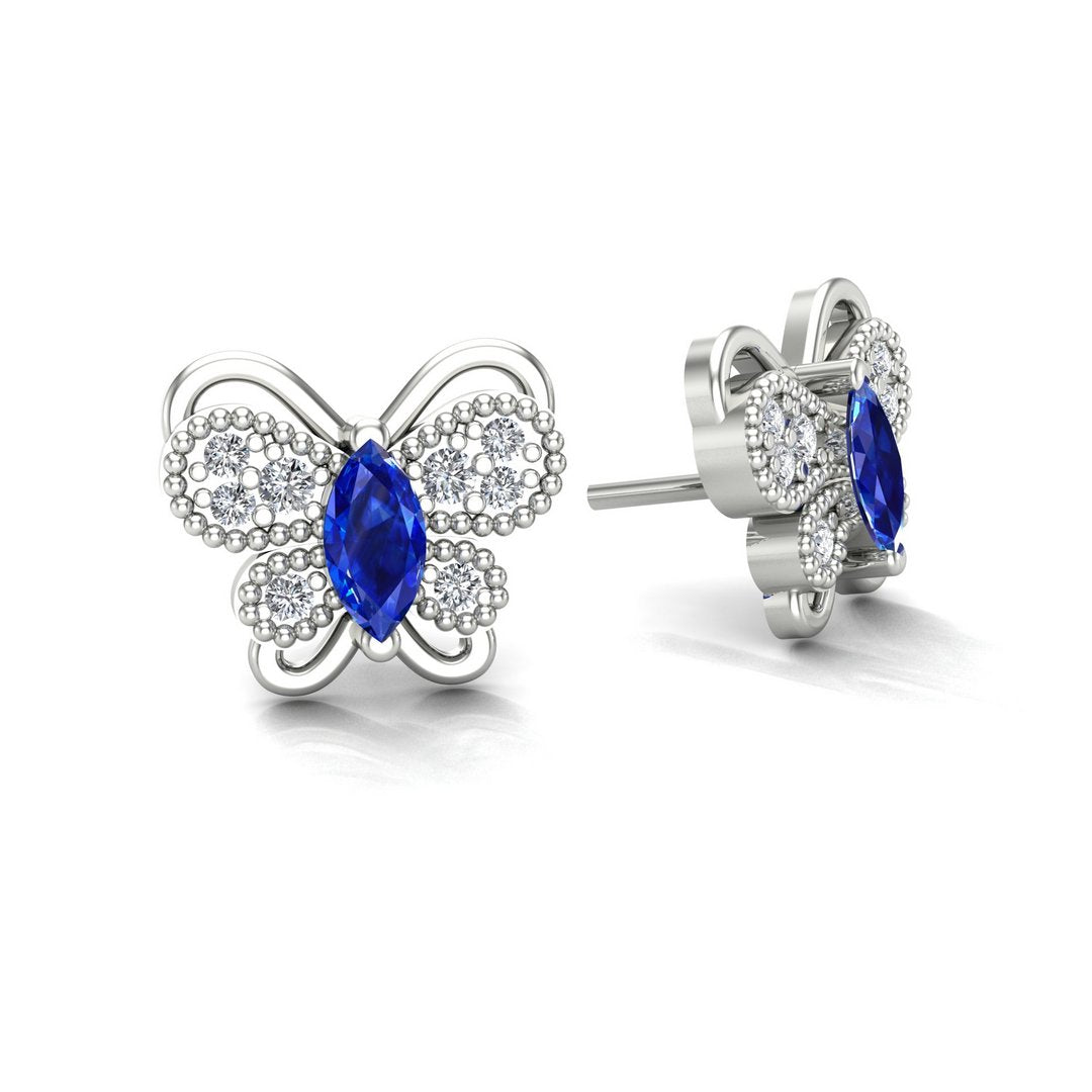 Majestic Butterfly Earrings - Blue Zircon