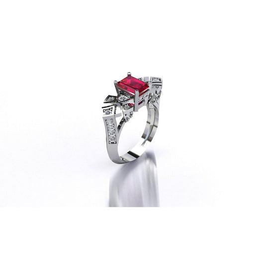 Prismarc Silver Ring - Red Zircon