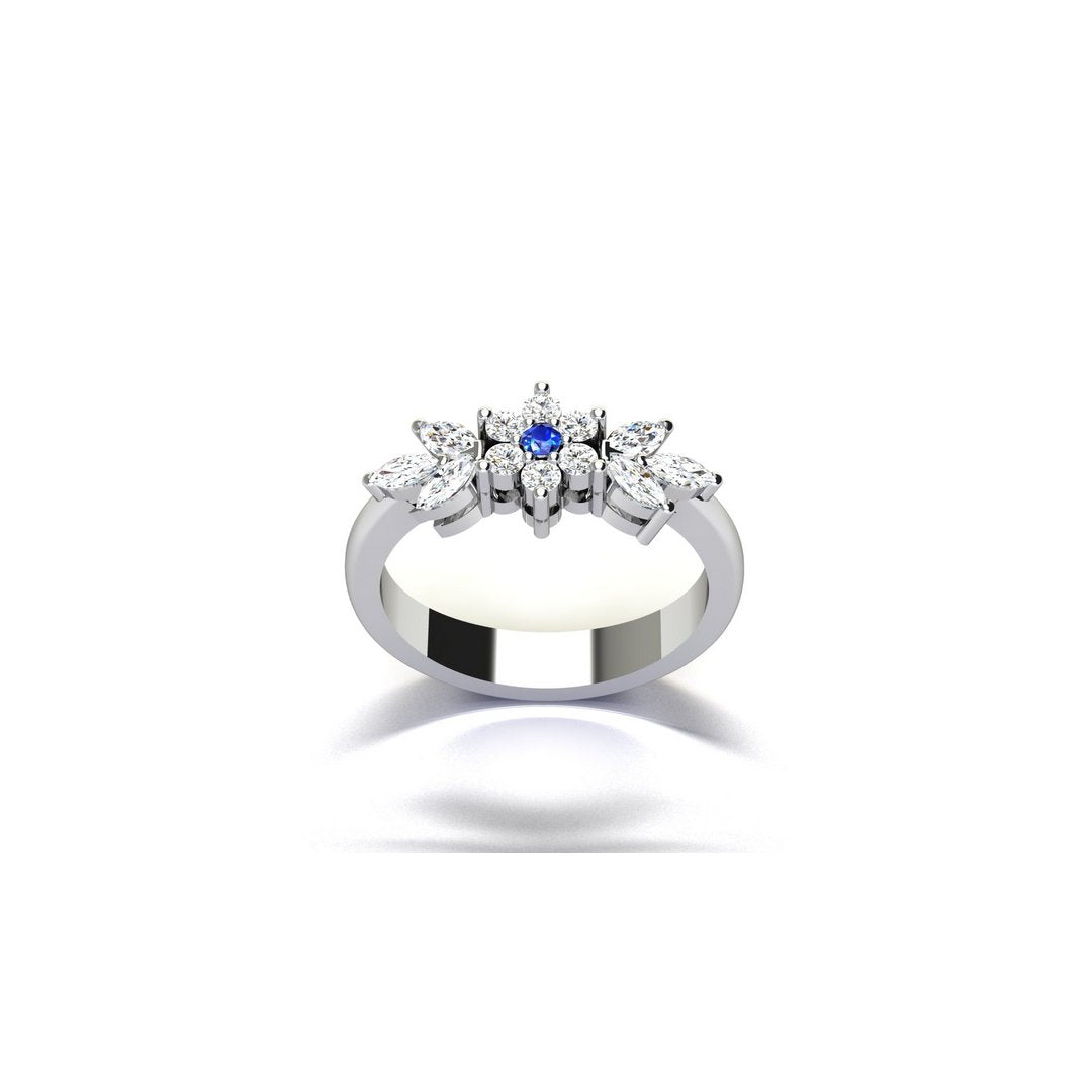 Floral Ember Ring - Blue Zircon