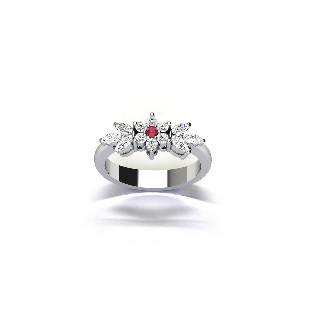 Floral Ember Ring - Red Zircon