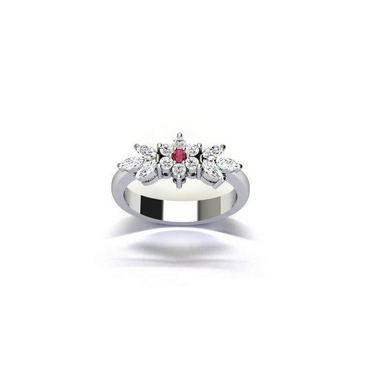 Floral Ember Ring - Red Zircon