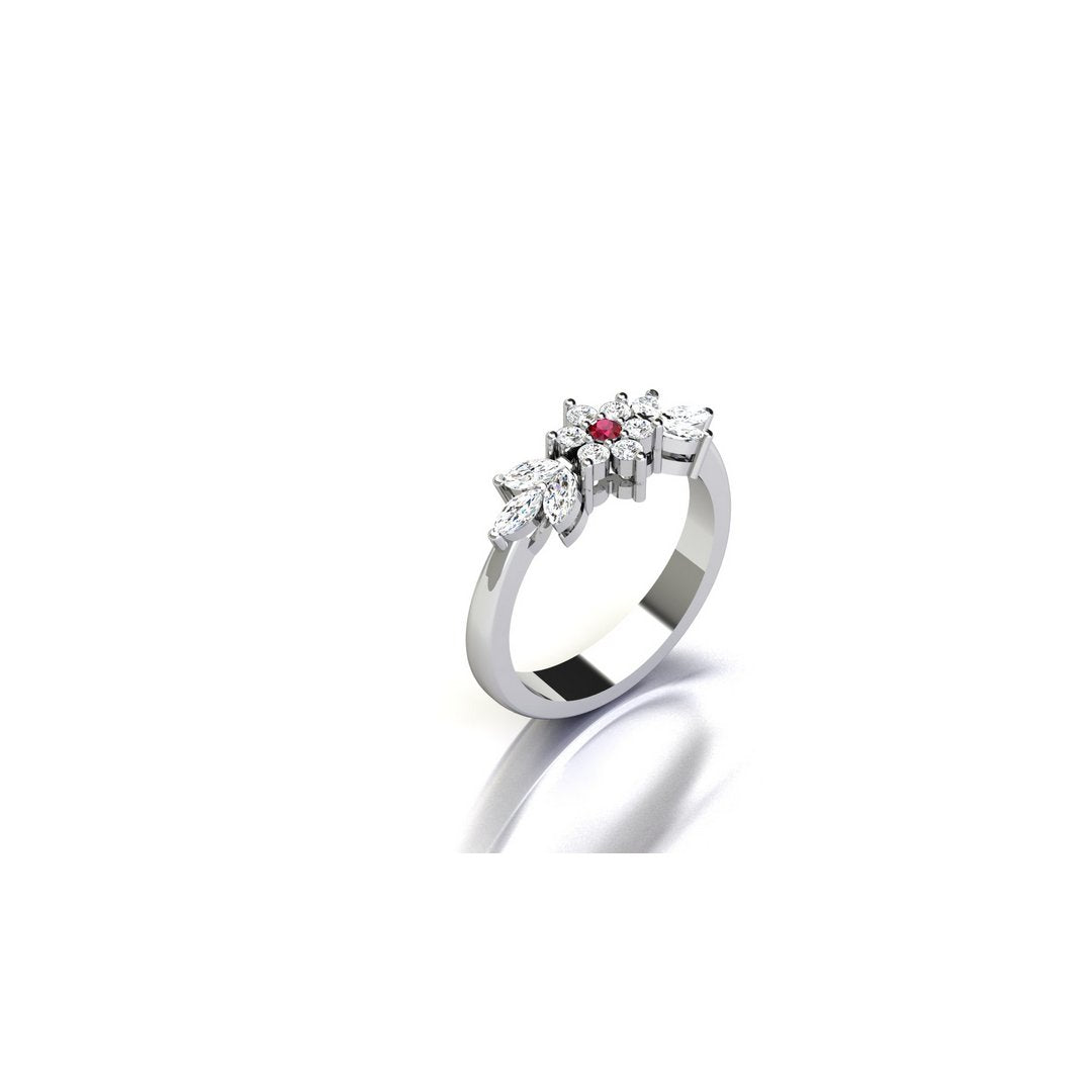 Floral Ember Ring - Red Zircon