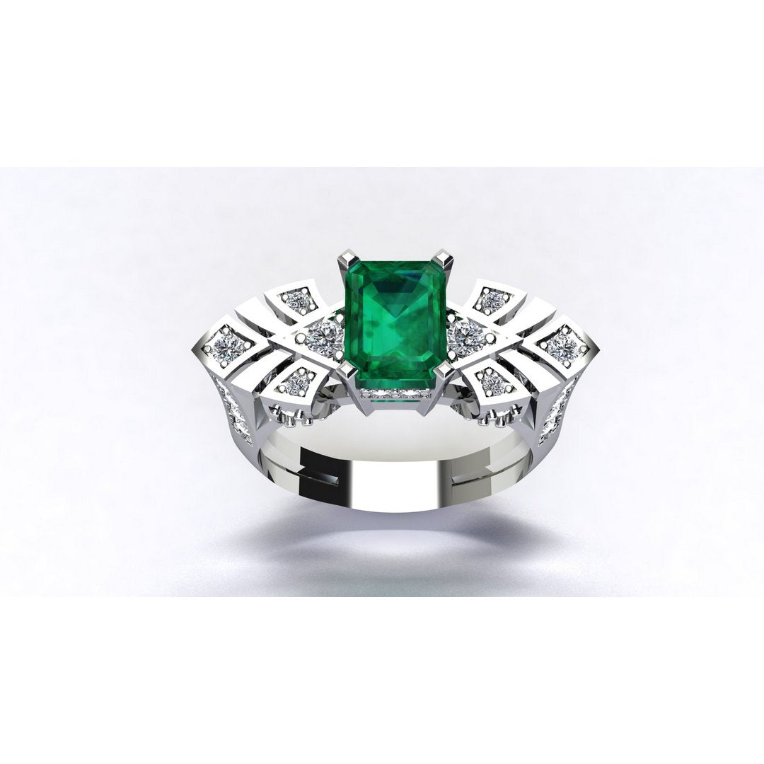 Prismarc Silver Ring - Green Zircon