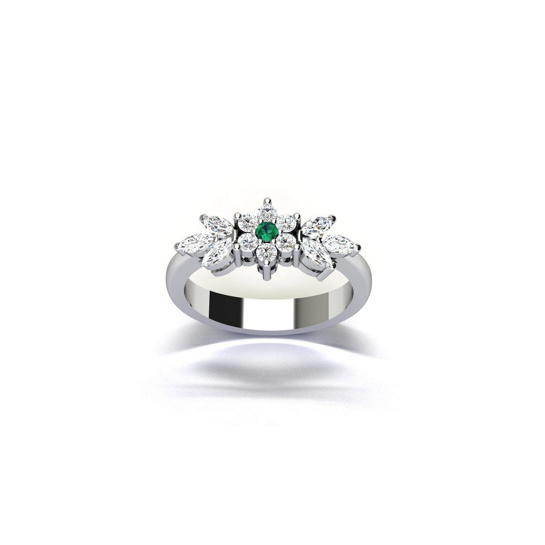 Floral Ember Ring - Green Zircon