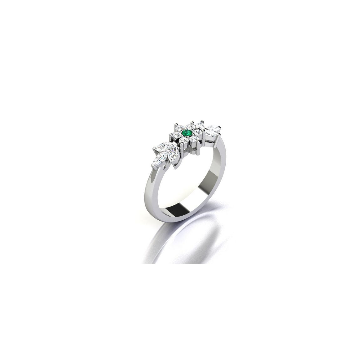 Floral Ember Ring - Green Zircon