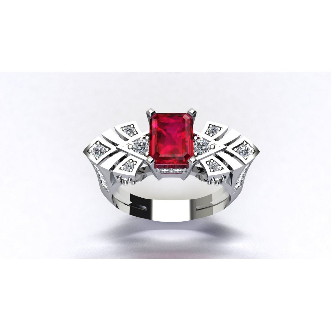 Prismarc Silver Ring - Red Zircon