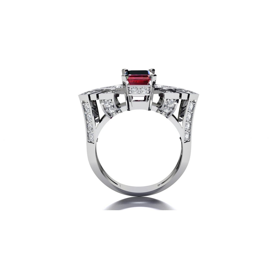 Prismarc Silver Ring - Red Zircon