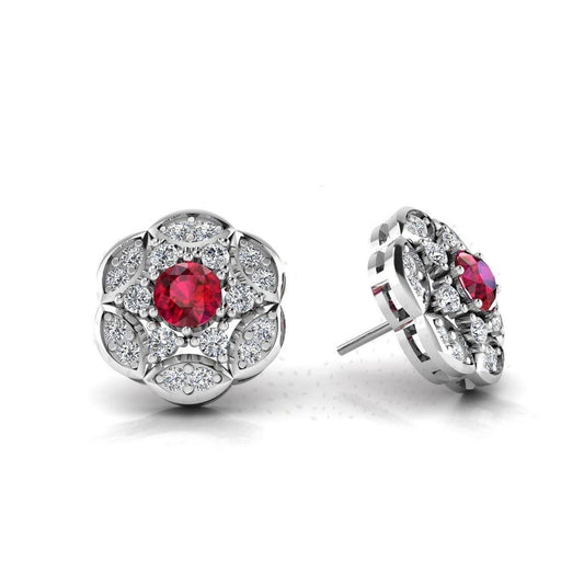 Bloom Spark Earrings - Red Zircon