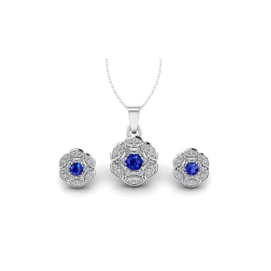 Bloom Spark Pendant Set - Blue Zircon