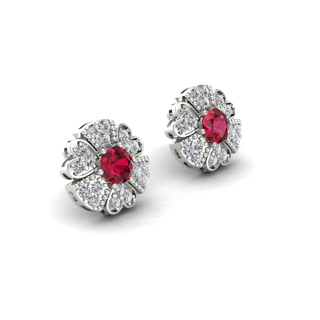 Radiant Heart Earrings - Red Zircon