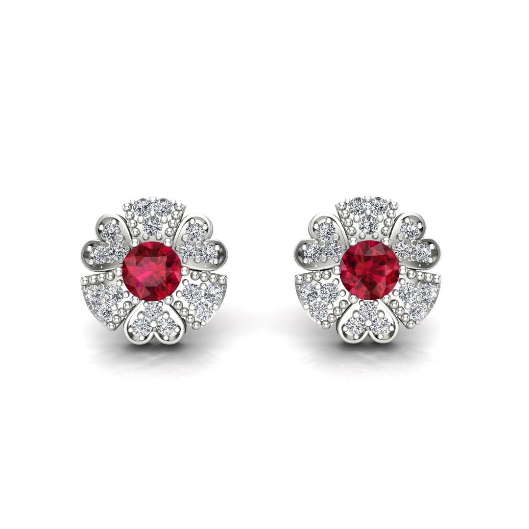 Radiant Heart Earrings - Red Zircon