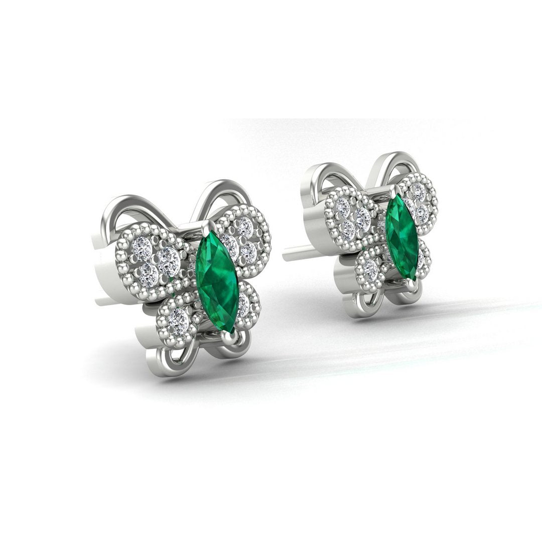 Majestic Butterfly Earrings - Green Zircon