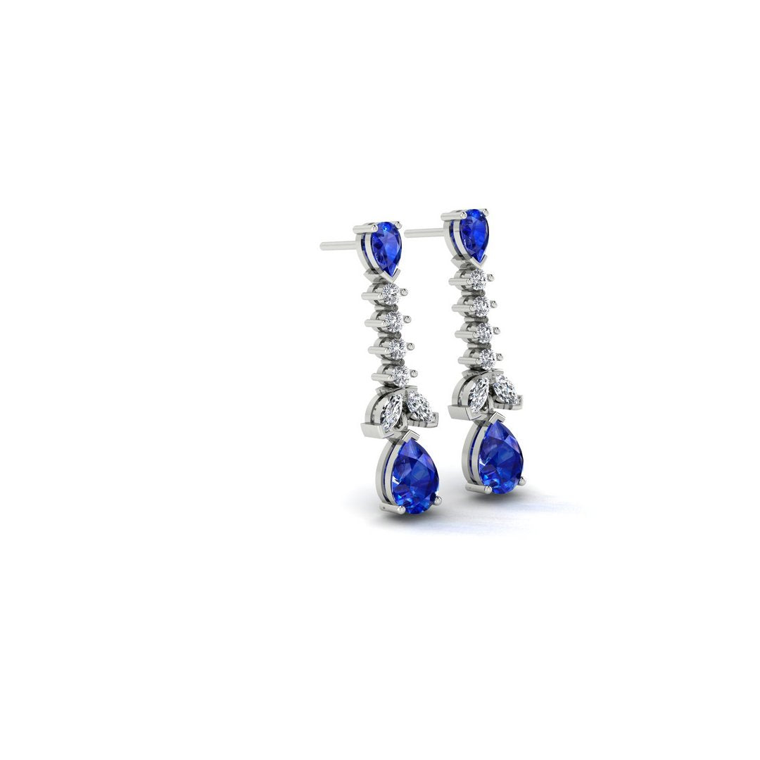 Scarlet Cascade Earrings - Blue Zircon