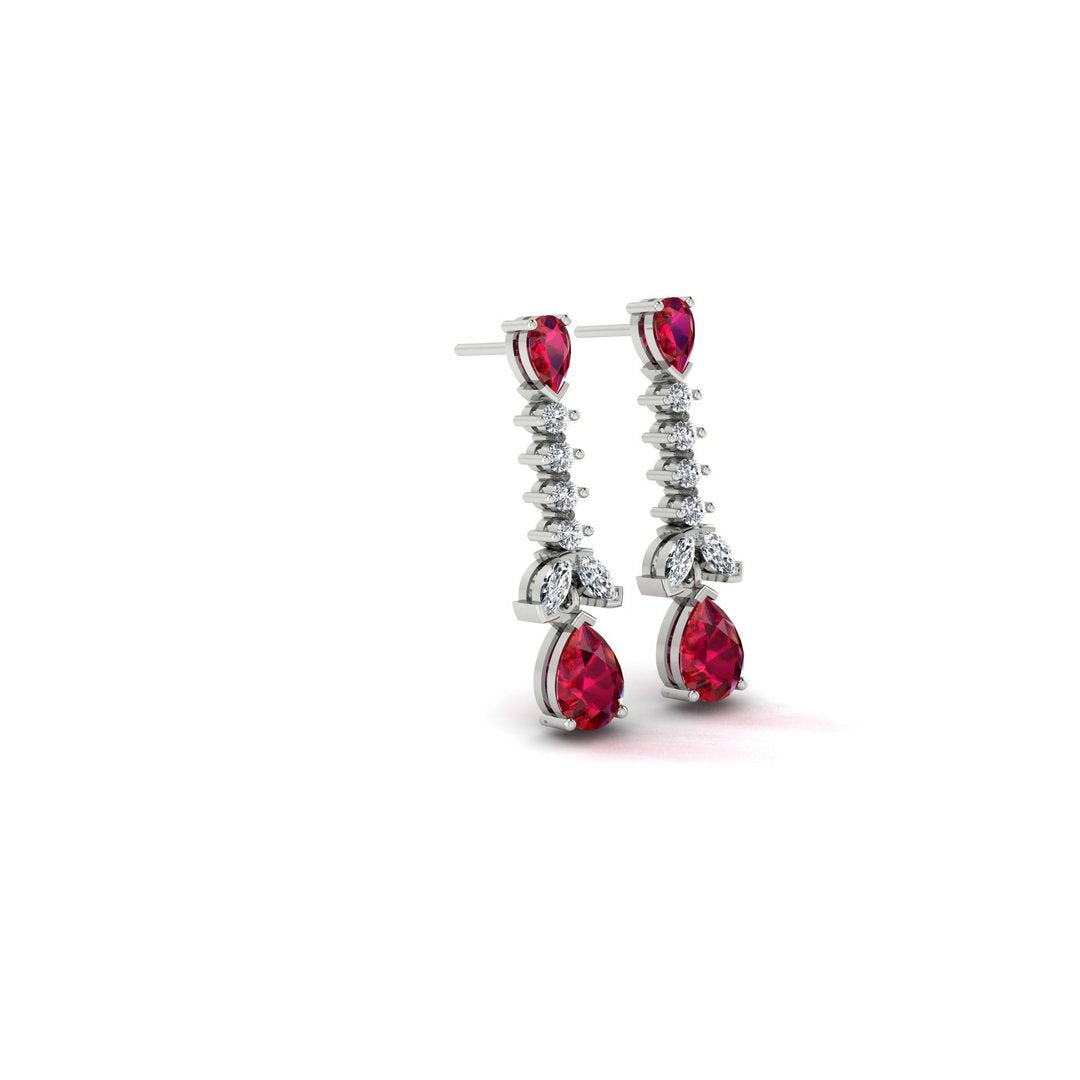 Scarlet Cascade Earrings - Red Zircon