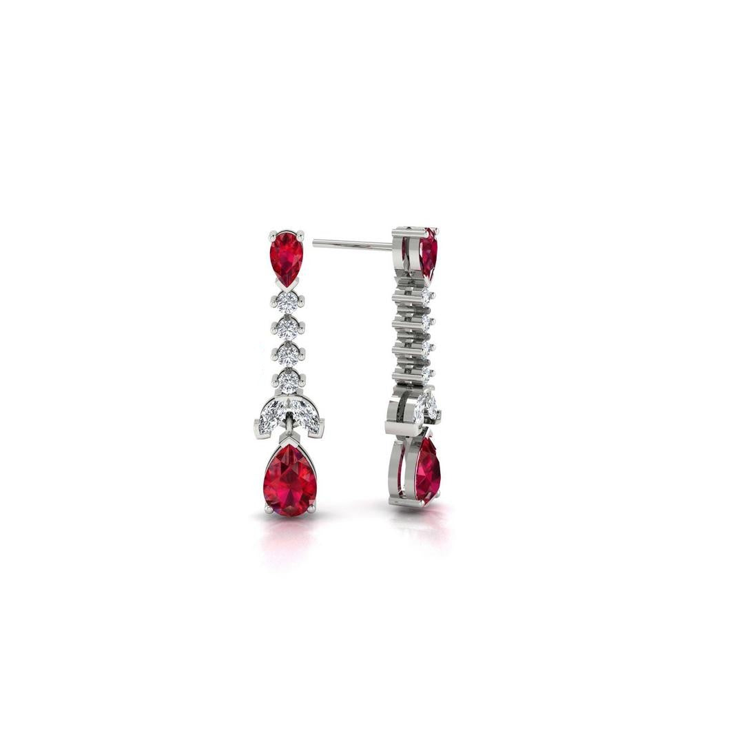 Scarlet Cascade Earrings - Red Zircon