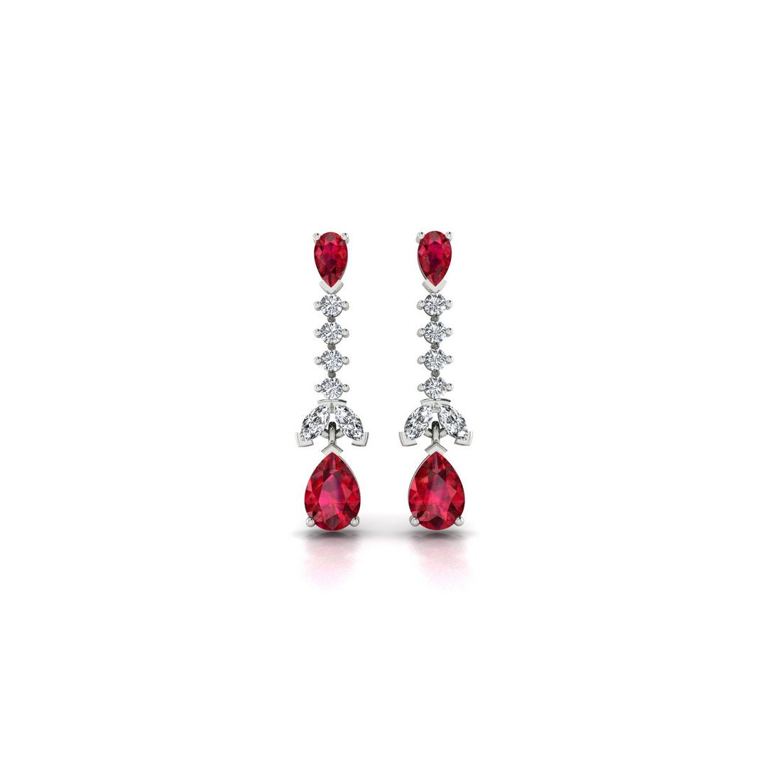 Scarlet Cascade Earrings - Red Zircon