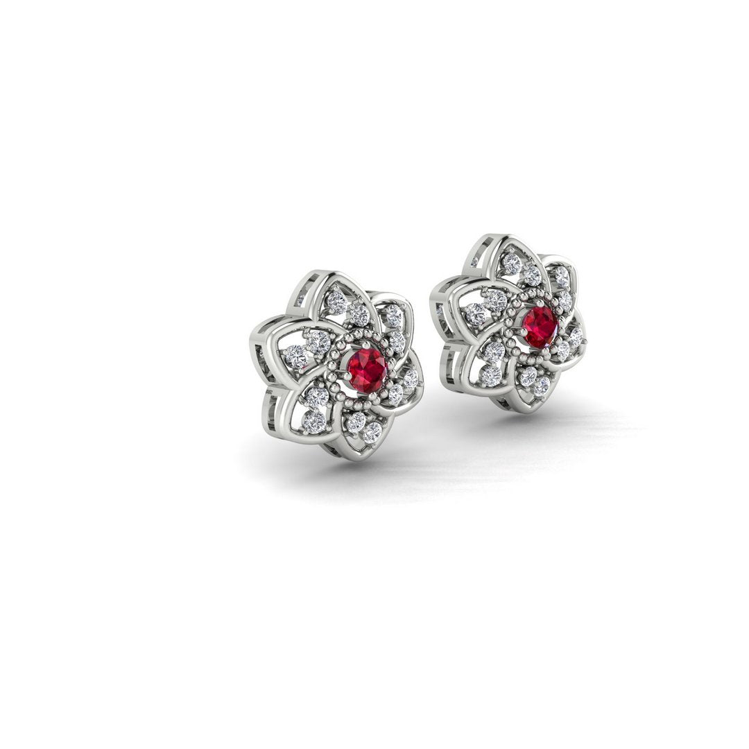 Aurora Crest Earring - Red Zircon