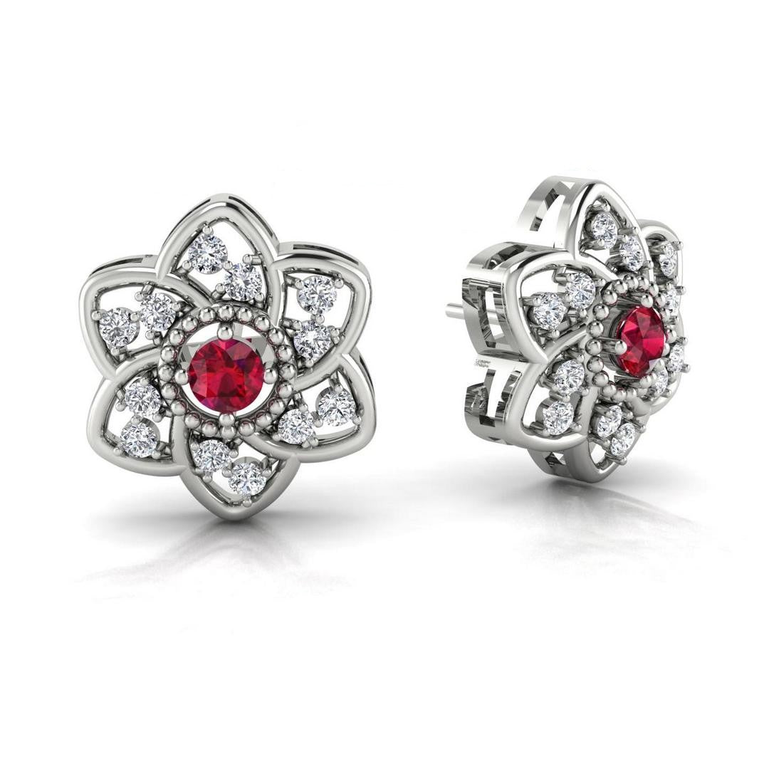 Aurora Crest Earring - Red Zircon