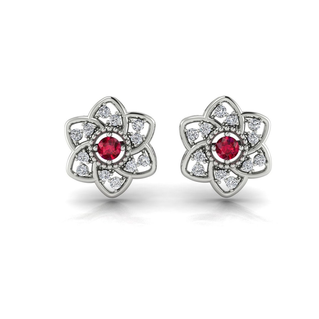 Aurora Crest Earring - Red Zircon