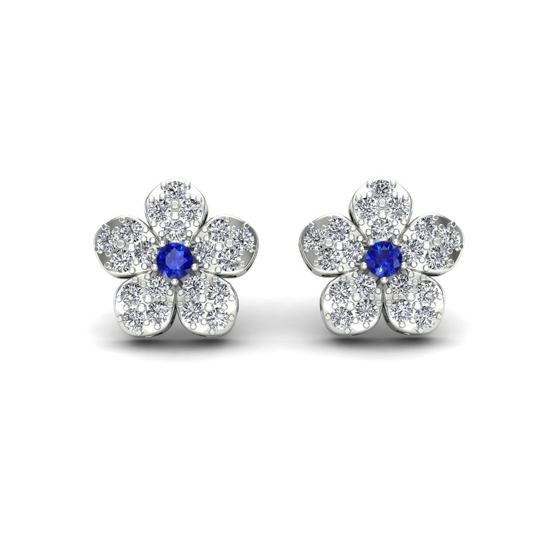 Daiso Flower Earrings - Blue Zircon