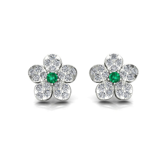 Daiso Flower Earrings - Green Zircon