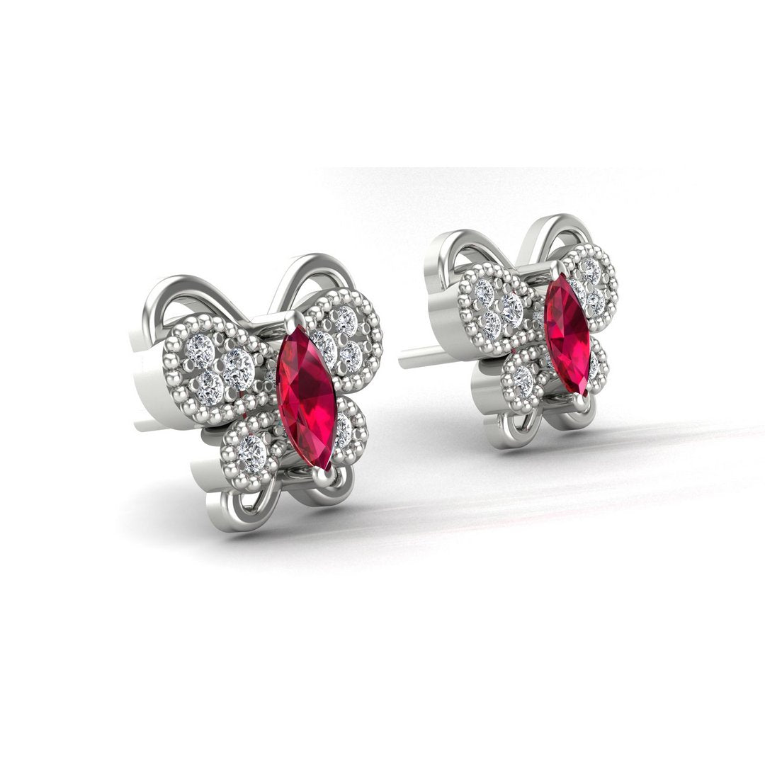 Majestic Butterfly Earrings - Red Zircon