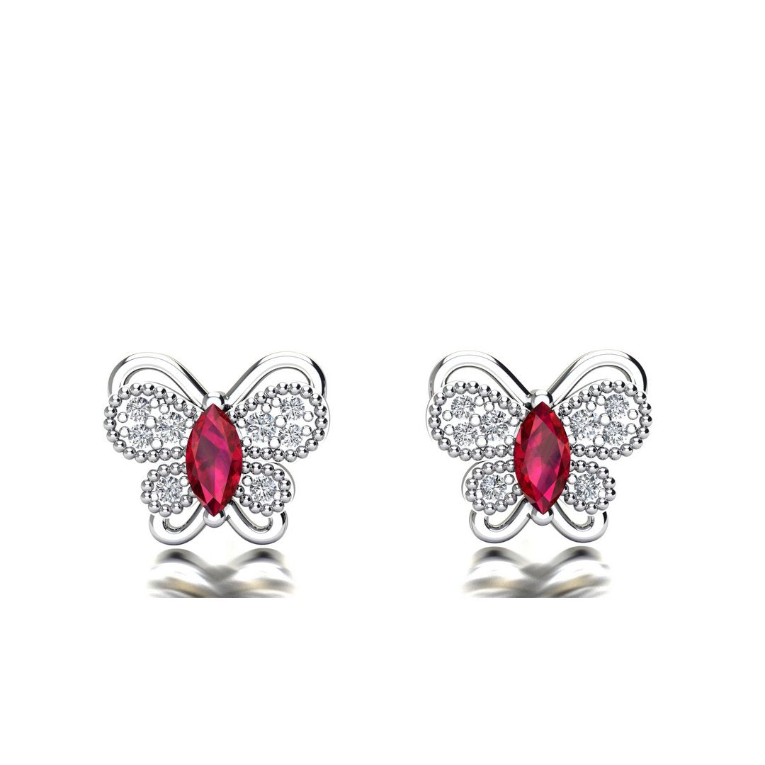 Majestic Butterfly Earrings - Red Zircon