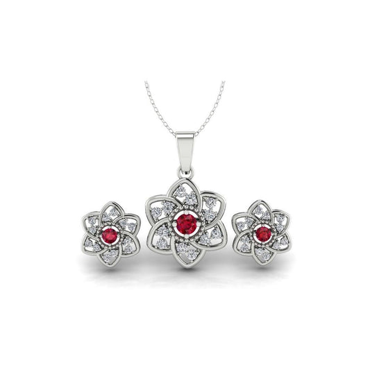 Aurora Crest Pendant Set - Red Zircon